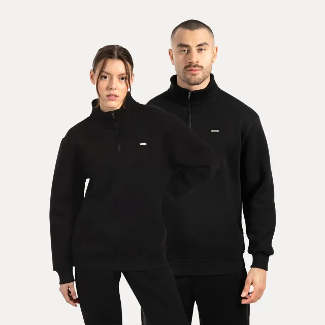 Smilodox Lunara Jago Half-Zip Sweatshirt Schwarz Baumwolle