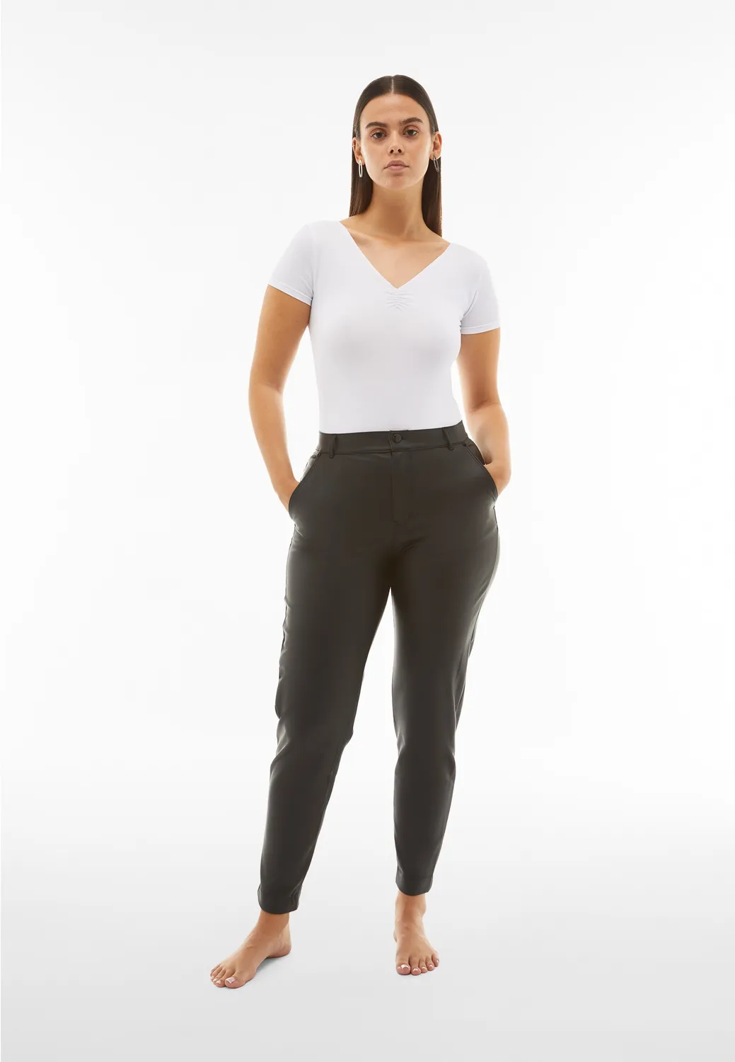 Freddy Black Coated Superskinny Hose schwarz High Waist