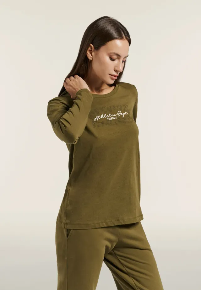 Freddy Langarmshirt Damen Fig mit Schlitz Baumwolle