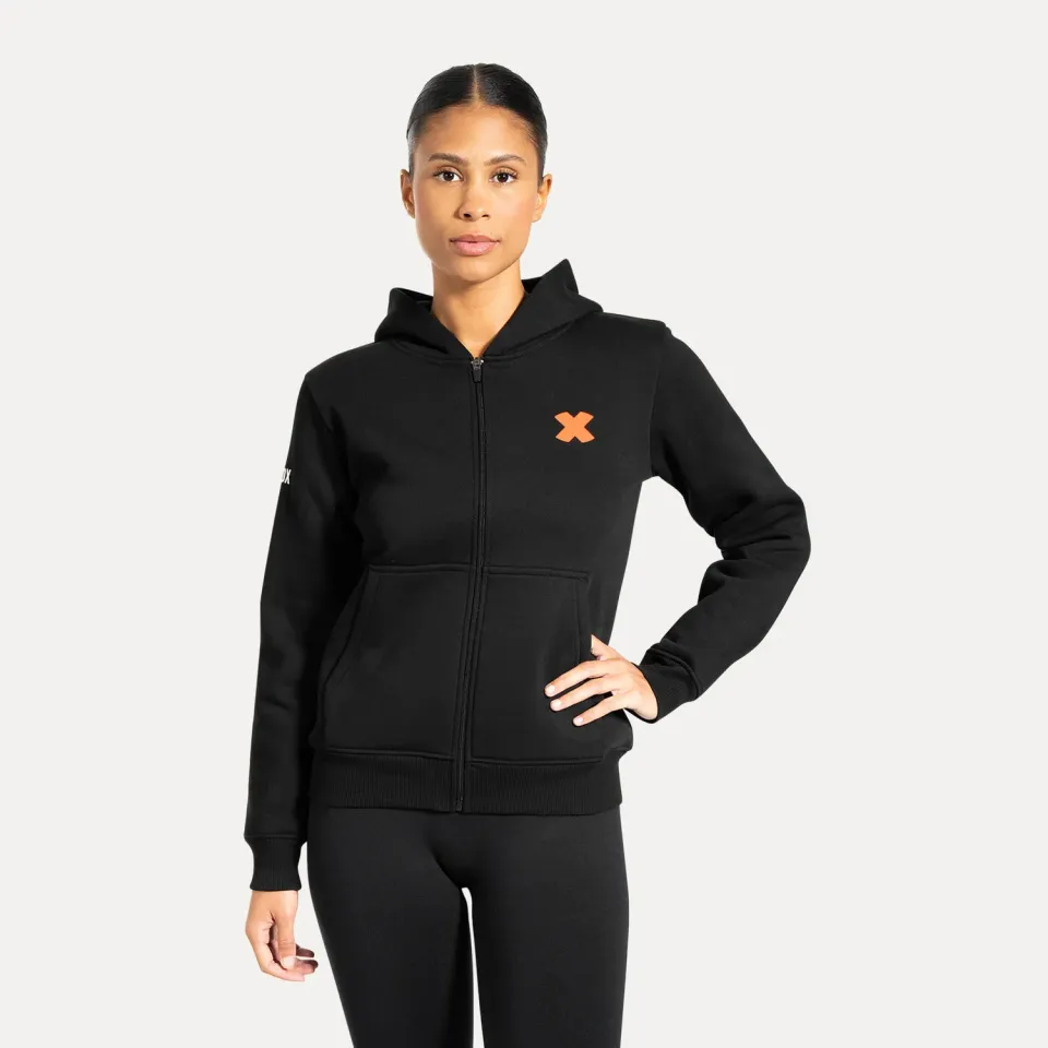 Smilodox Winter Zip Hoodie Damen Schwarz Oversize