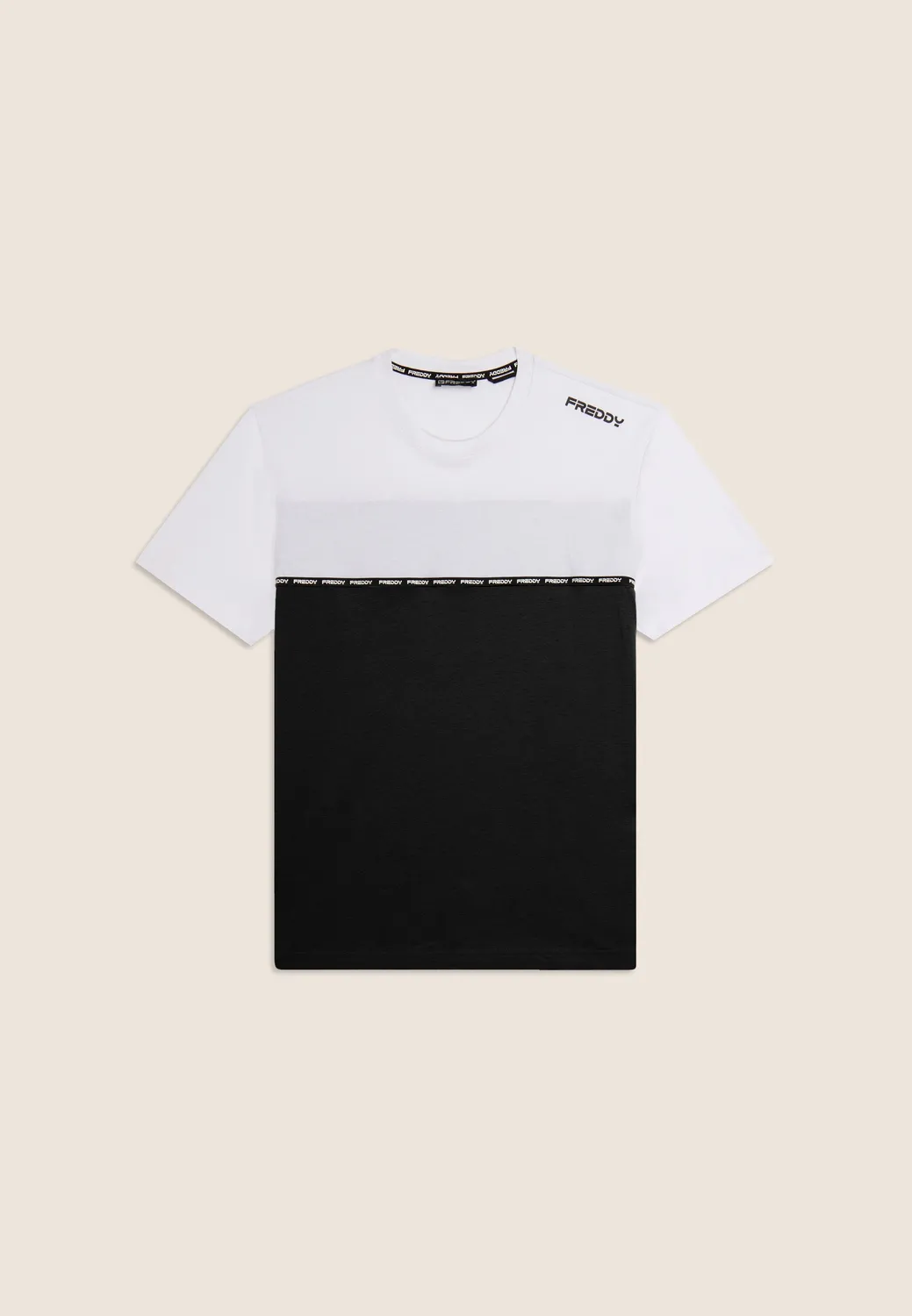 Freddy Colour Block T-Shirt Nero-Bianco Baumwolle