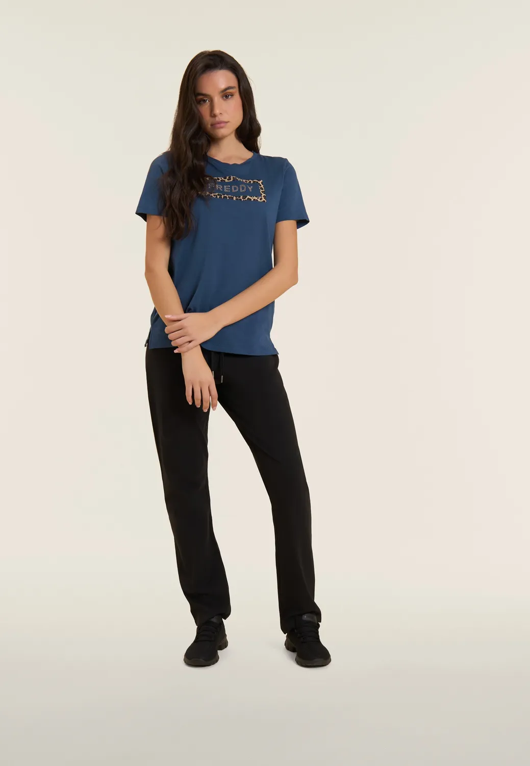Freddy Sporthose Regular Fit Baumwolle Dunkelblau