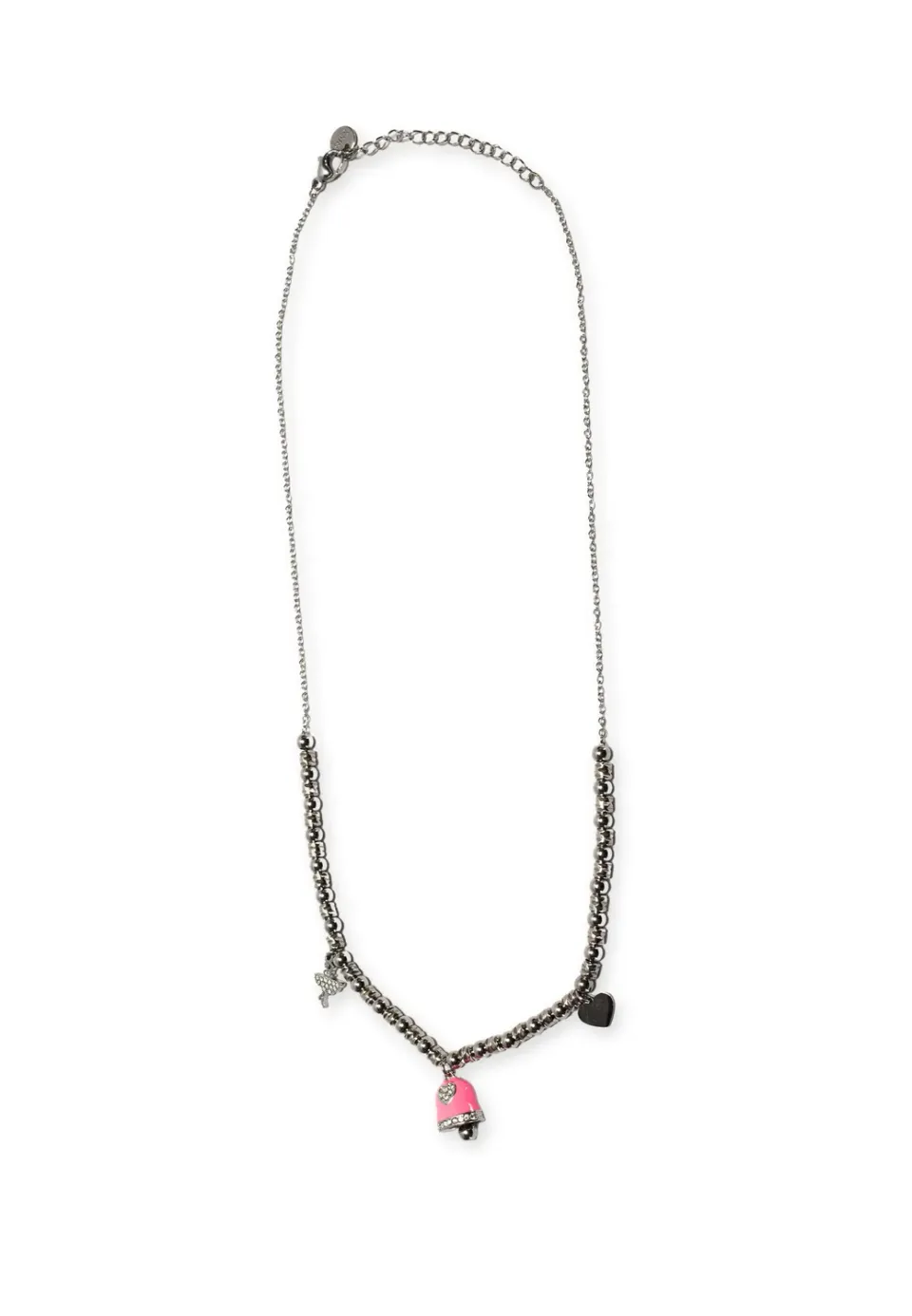 Freddy Charm-Kette Damen Silber Rosa Edelstahl Kugelkette