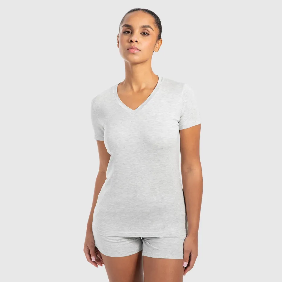 Smilodox Lunara Nela Modal T-Shirt Schwarz V-Neck
