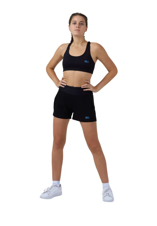 SPORTKIND 2-in-1 Tennis Shorts Schwarz atmungsaktiv