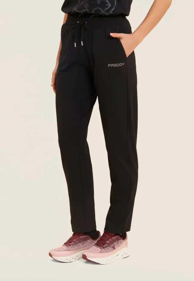Freddy Regular Sporthose Damen Schwarz Rippenbund