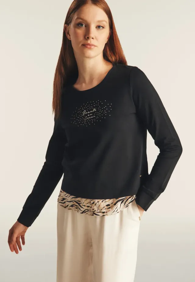 Freddy Zebra Sweatshirt Damen Schwarz XXS Golddruck