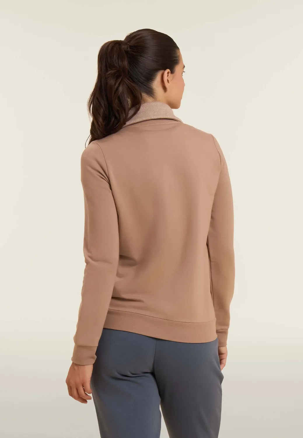 Freddy Sweatjacke Damen Full-Zip Lurex Stehkragen
