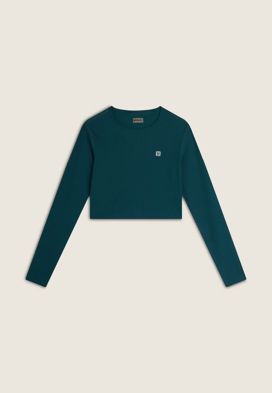 Freddy Cropped Ripp Langarmshirt Nero atmungsaktiv Training