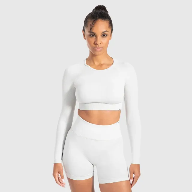 Smilodox Maysa Crop Longsleeve Damen Schwarz