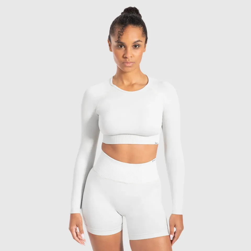 Smilodox Maysa Crop Longsleeve Damen Schwarz