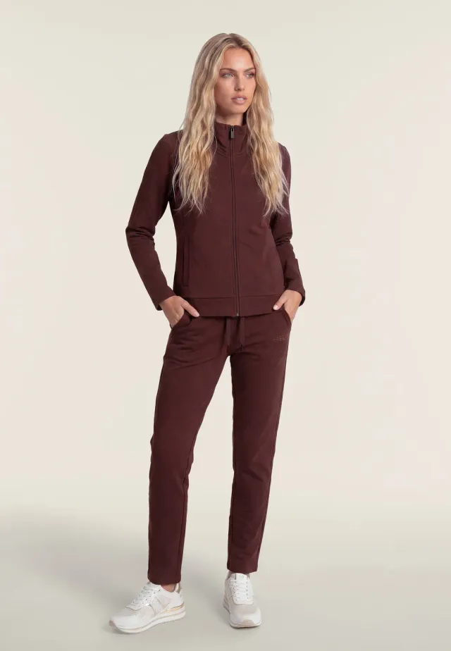 Freddy Trainingsanzug Damen Zip Strass bordeaux hoher Bund warm