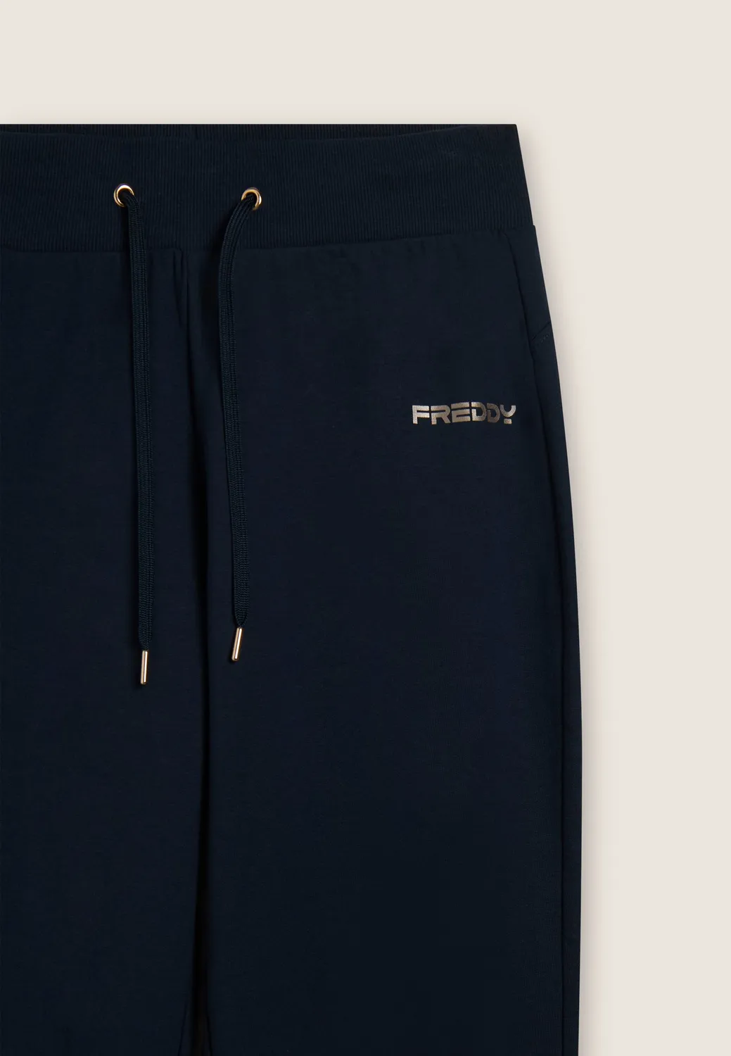 Freddy Jogginghose Damen Fleece Schwarz mit Kordelzug