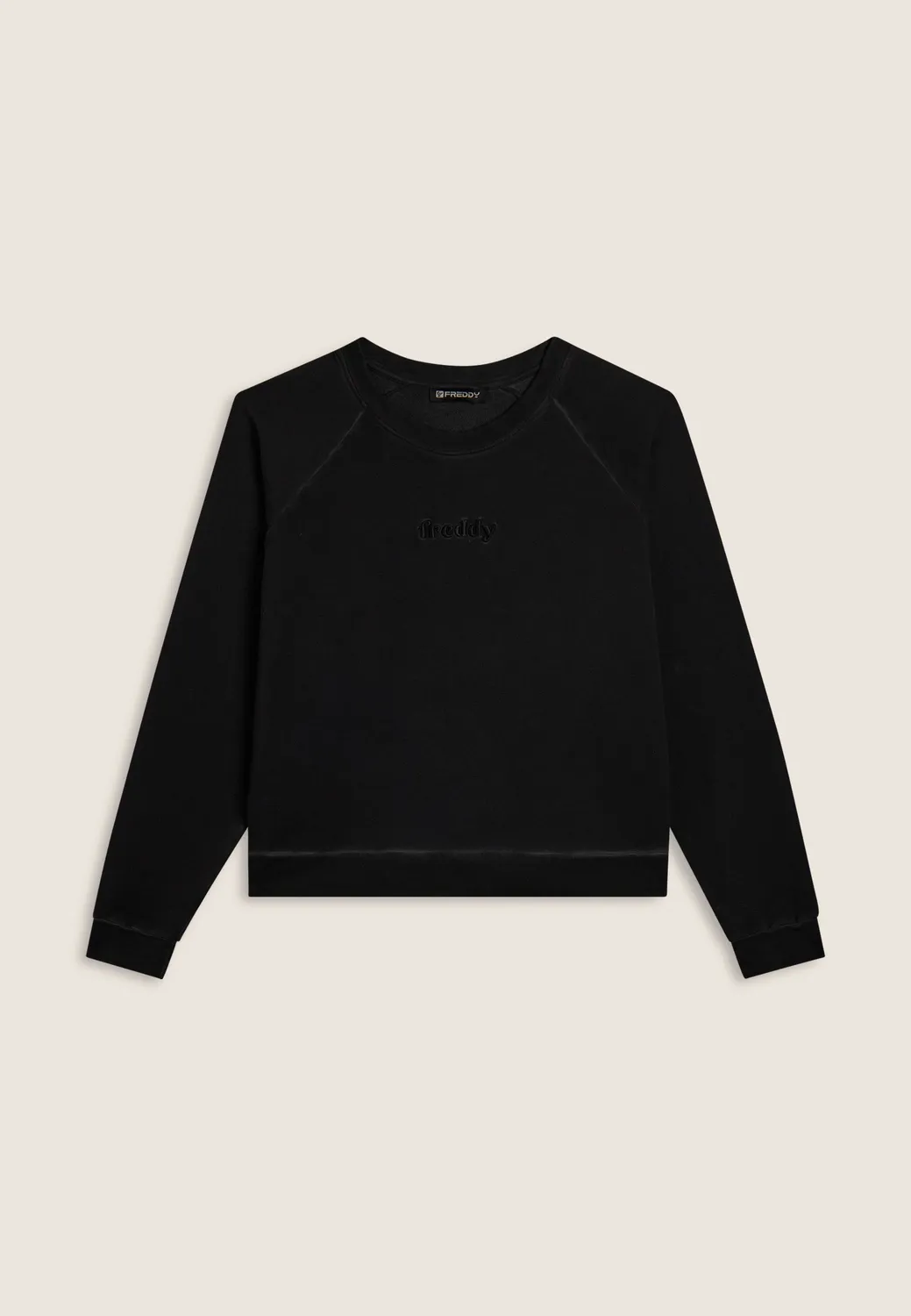 Freddy Cropped Sweatshirt Black Cold Dyed kurz