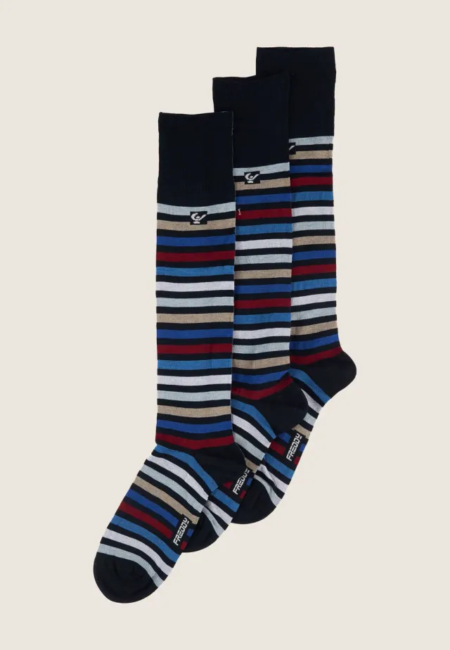Freddy Socken lang gestreift 3er Pack Bunt 35/37