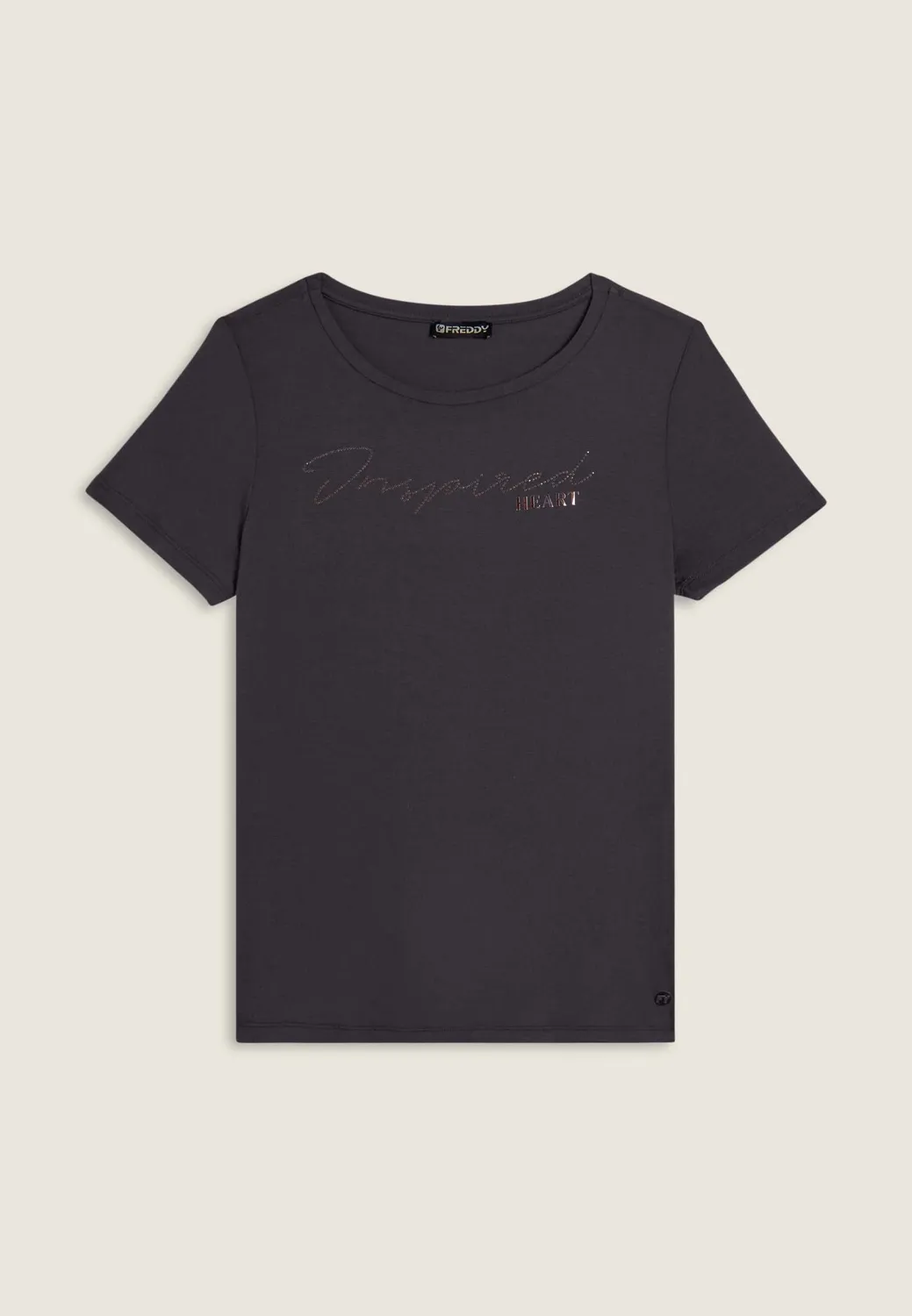 Freddy Damen T-Shirt Strass Schwarz elastisch