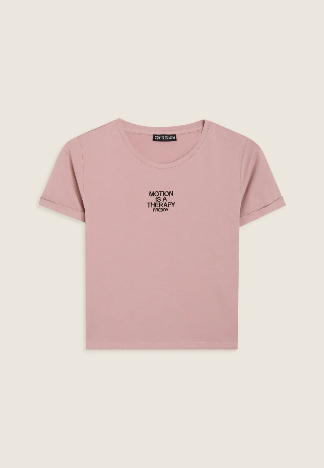 Freddy T-Shirt Damen Slim Schwarz Stickerei Baumwolle