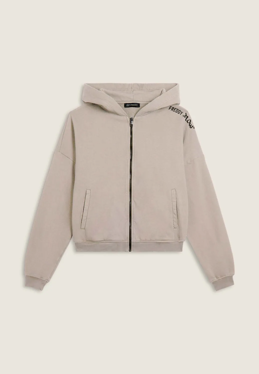 Freddy Flow Oversize Cropped Sweatjacke Grau Zip