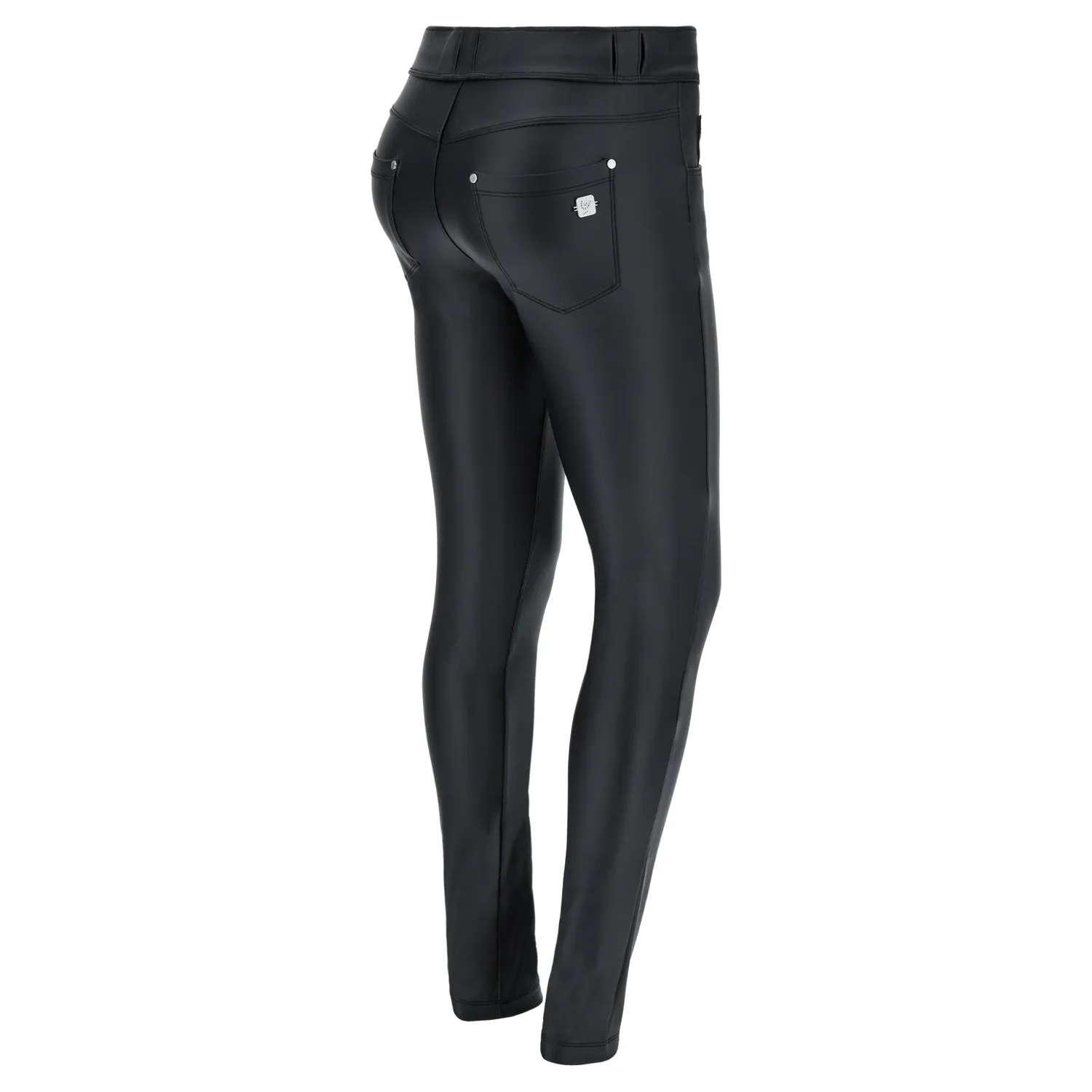 Freddy N.O.W. Skinny Kunstlederhose Schwarz mittlere Leibhöhe