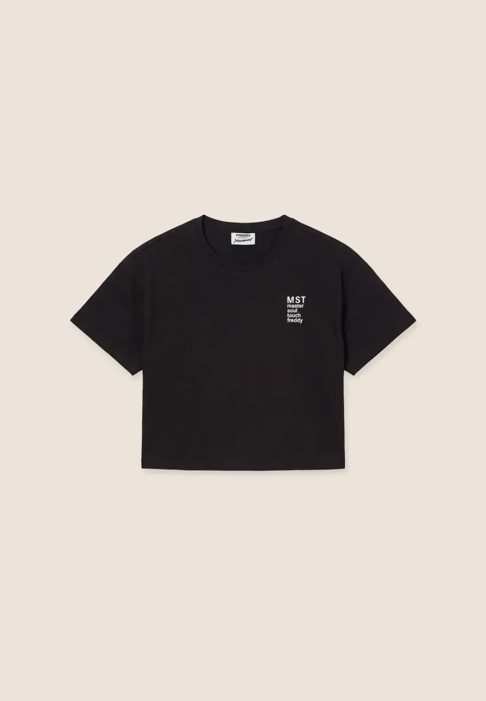 Freddy Cropped T-Shirt Damen Rundhals Nero Basic