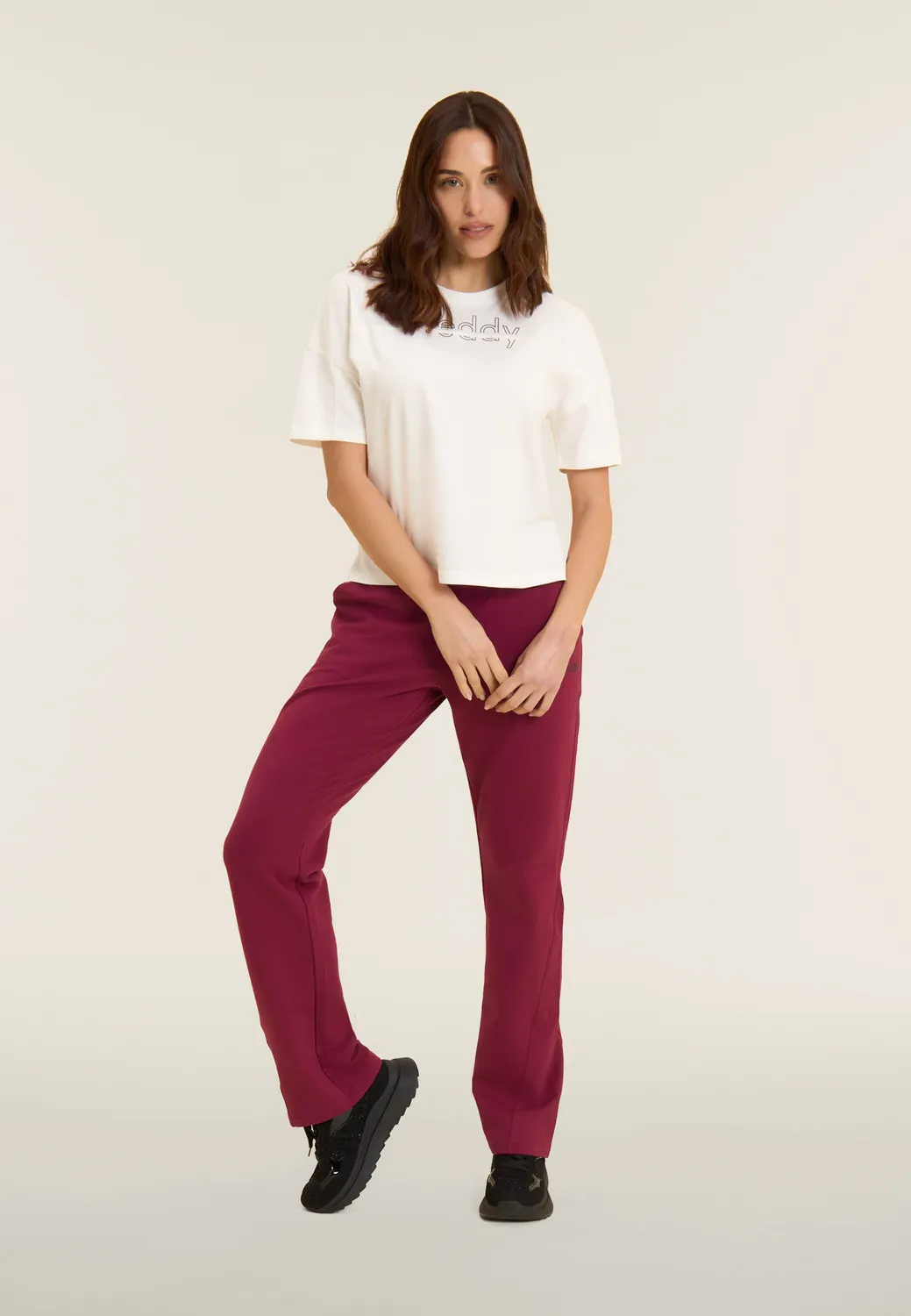 Freddy Boxy Cropped T-Shirt Damen schwarz Baumwolle