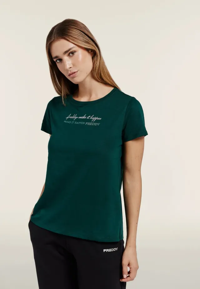 Freddy Make it Happen T-Shirt Damen Weiß Perlen