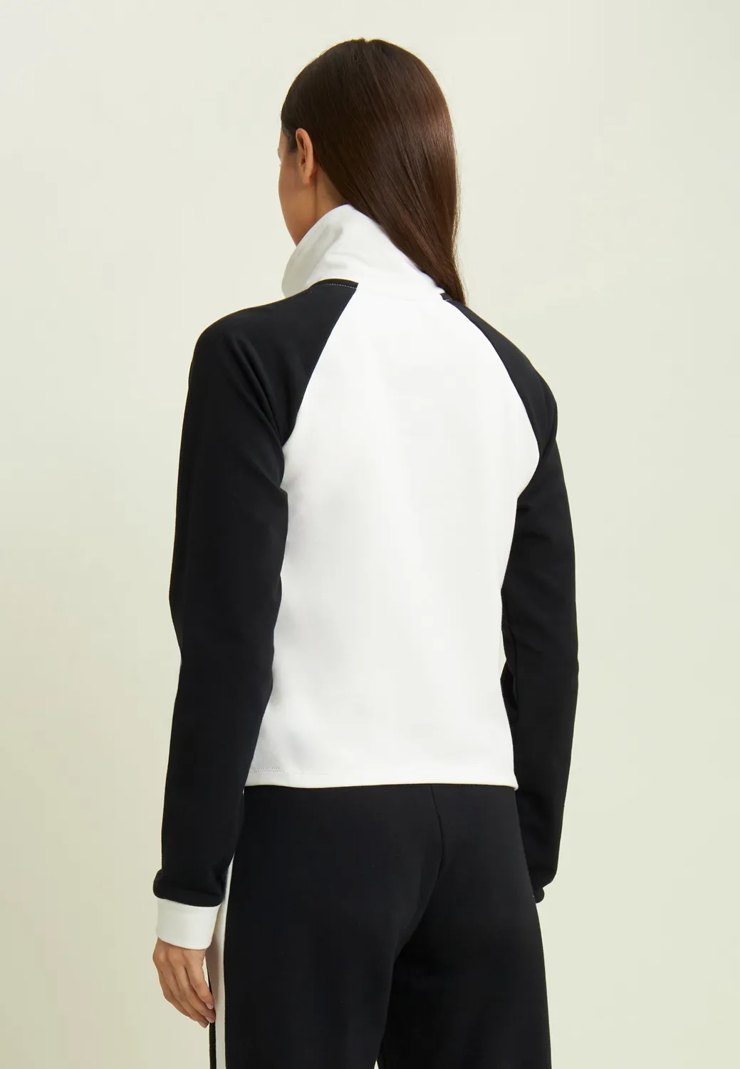 Freddy Cropped Sweatshirt Damen Coconut-Black Halbreißverschluss