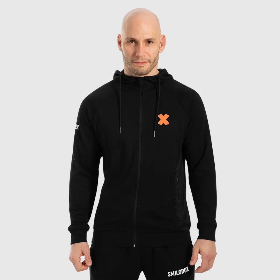 Smilodox Sommer Zip Hoodie Herren Schwarz Slim Fit