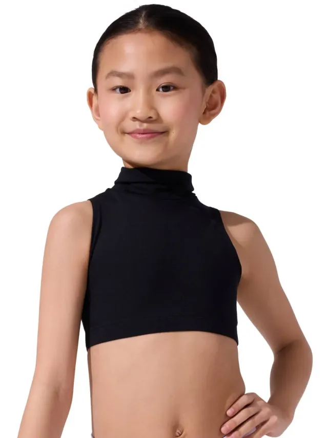 Capezio Team TB261CD Mock Neck Top Kinder Schwarz Crop