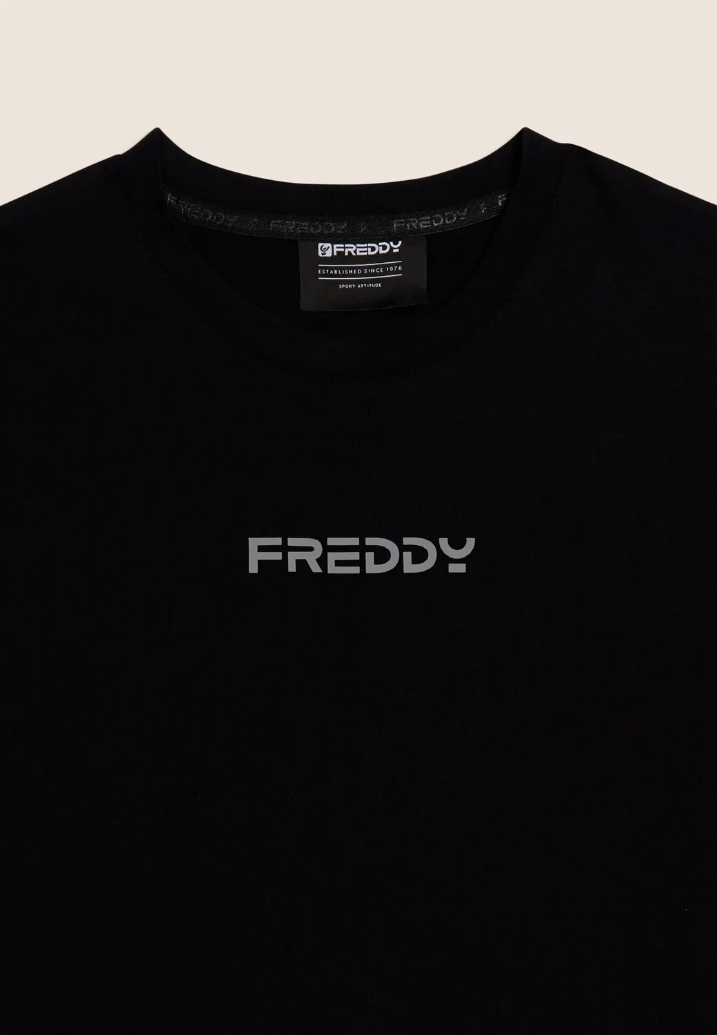Freddy Baumwoll T-Shirt Herren Regular Schwarz mit Minilogo