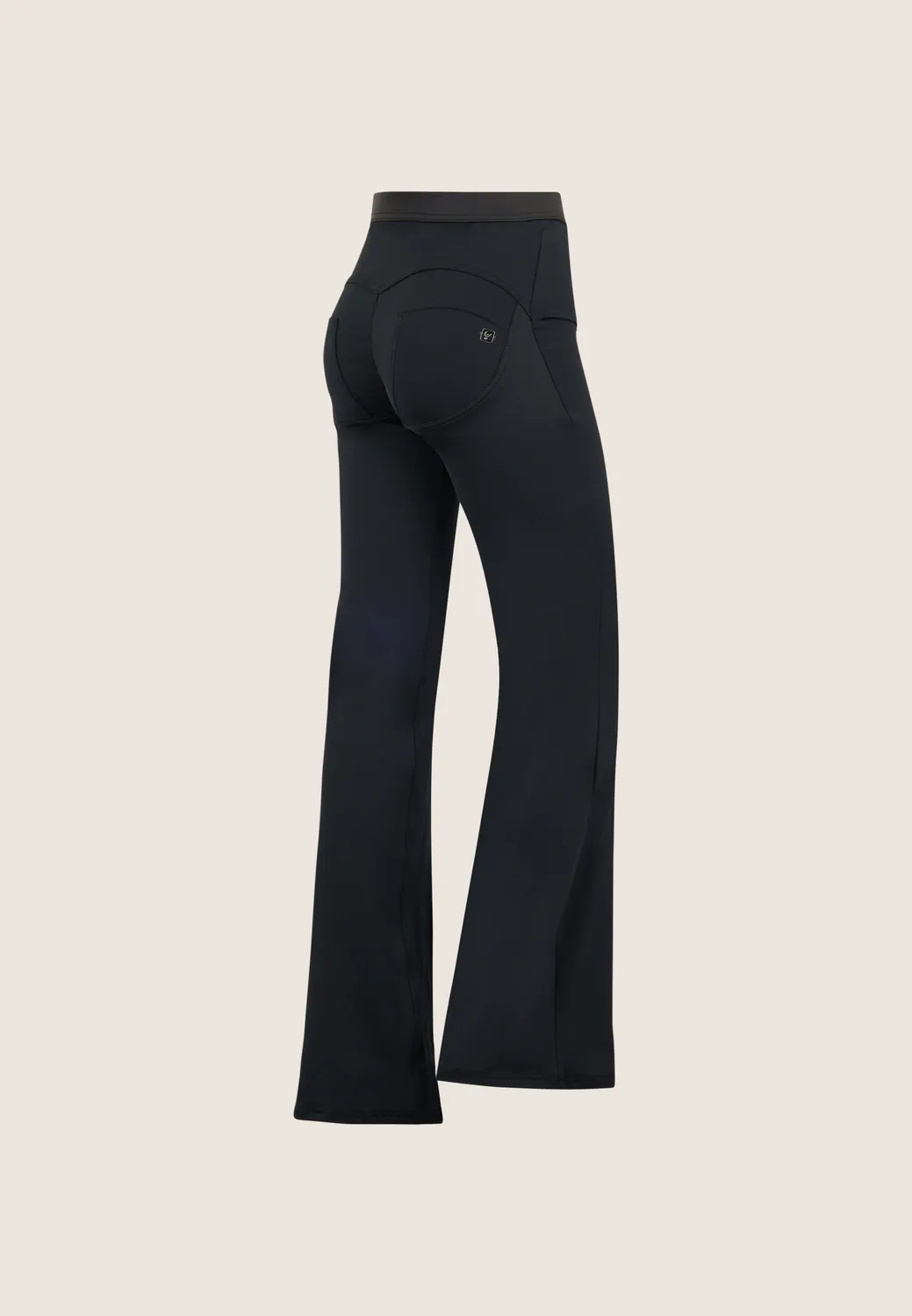 Freddy WR.UP Wide Leg Hose Schwarz Leder-Optik