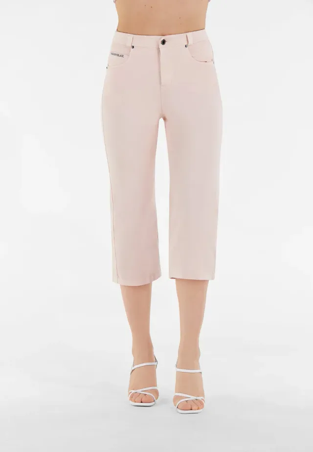 Freddy Black Caprihose Damen Weiß 3/4 Weites Bein