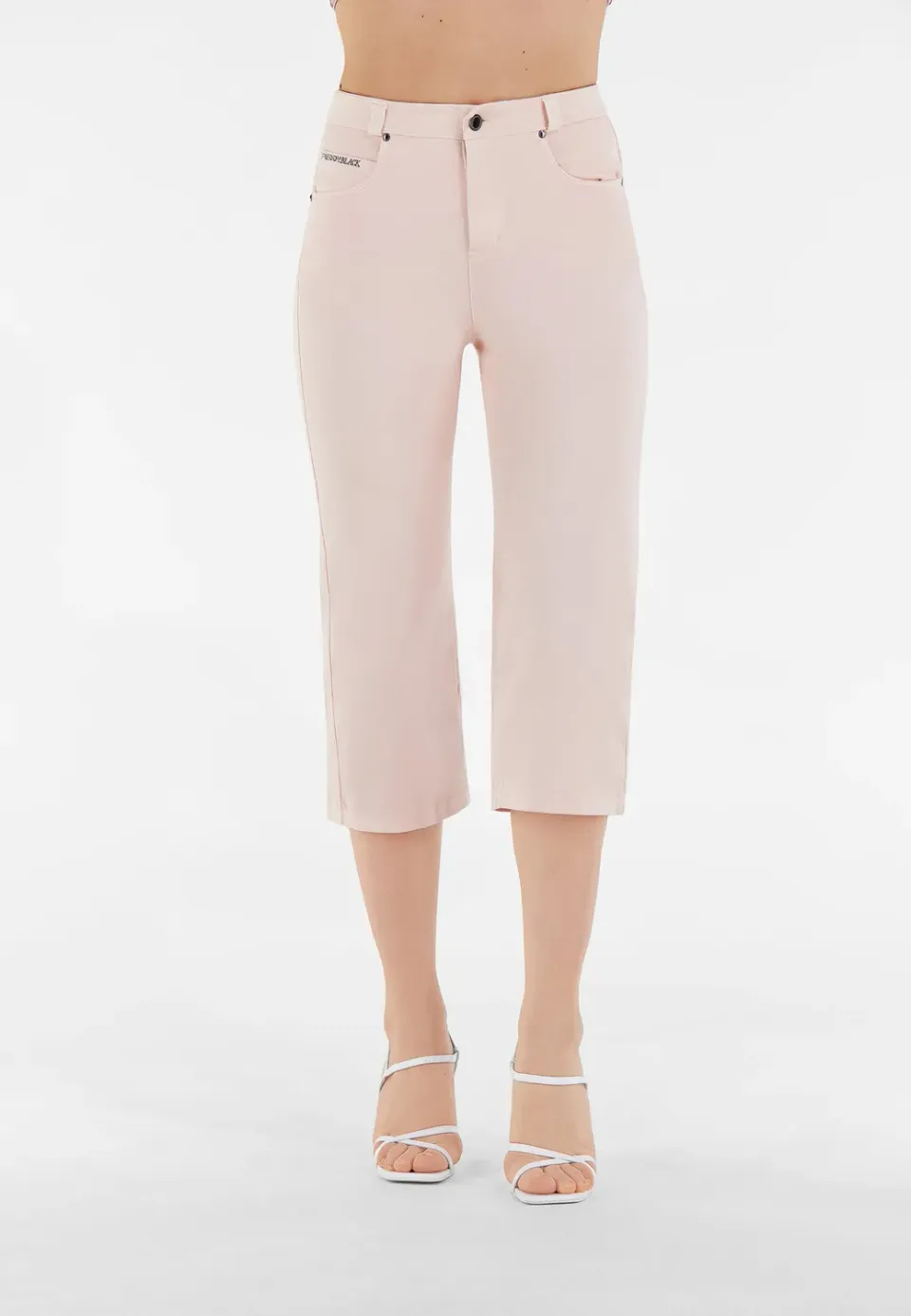 Freddy Black Caprihose Damen Weiß 3/4 Weites Bein