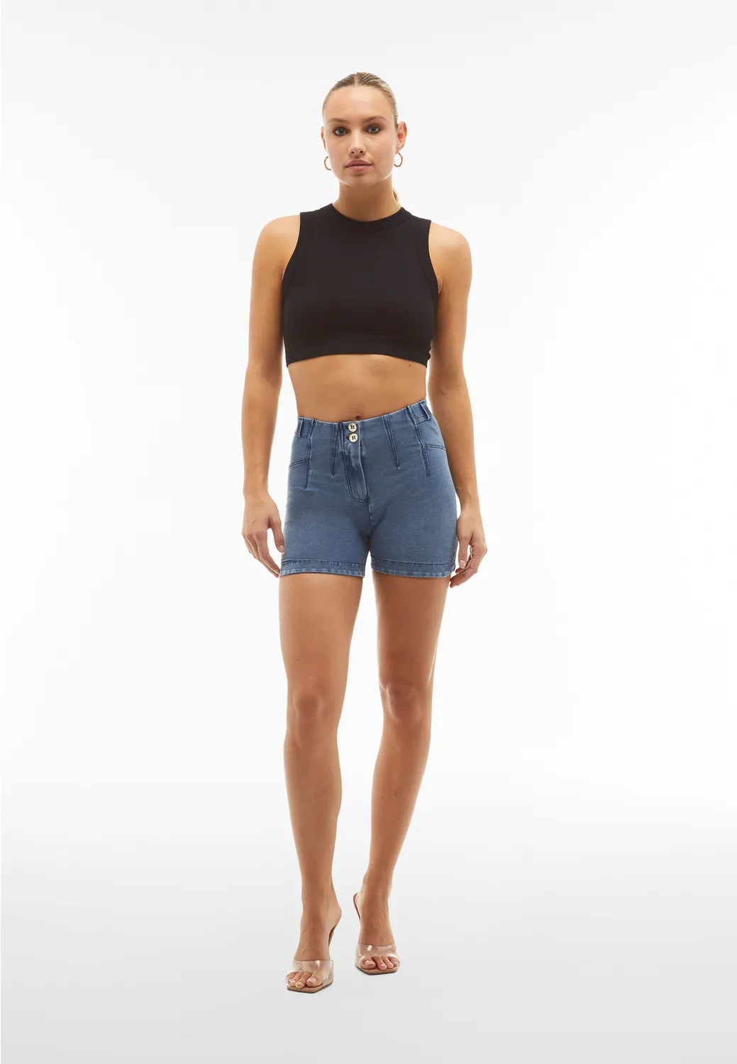 Freddy WR.UP Shorts Jeans Schwarz High Waist