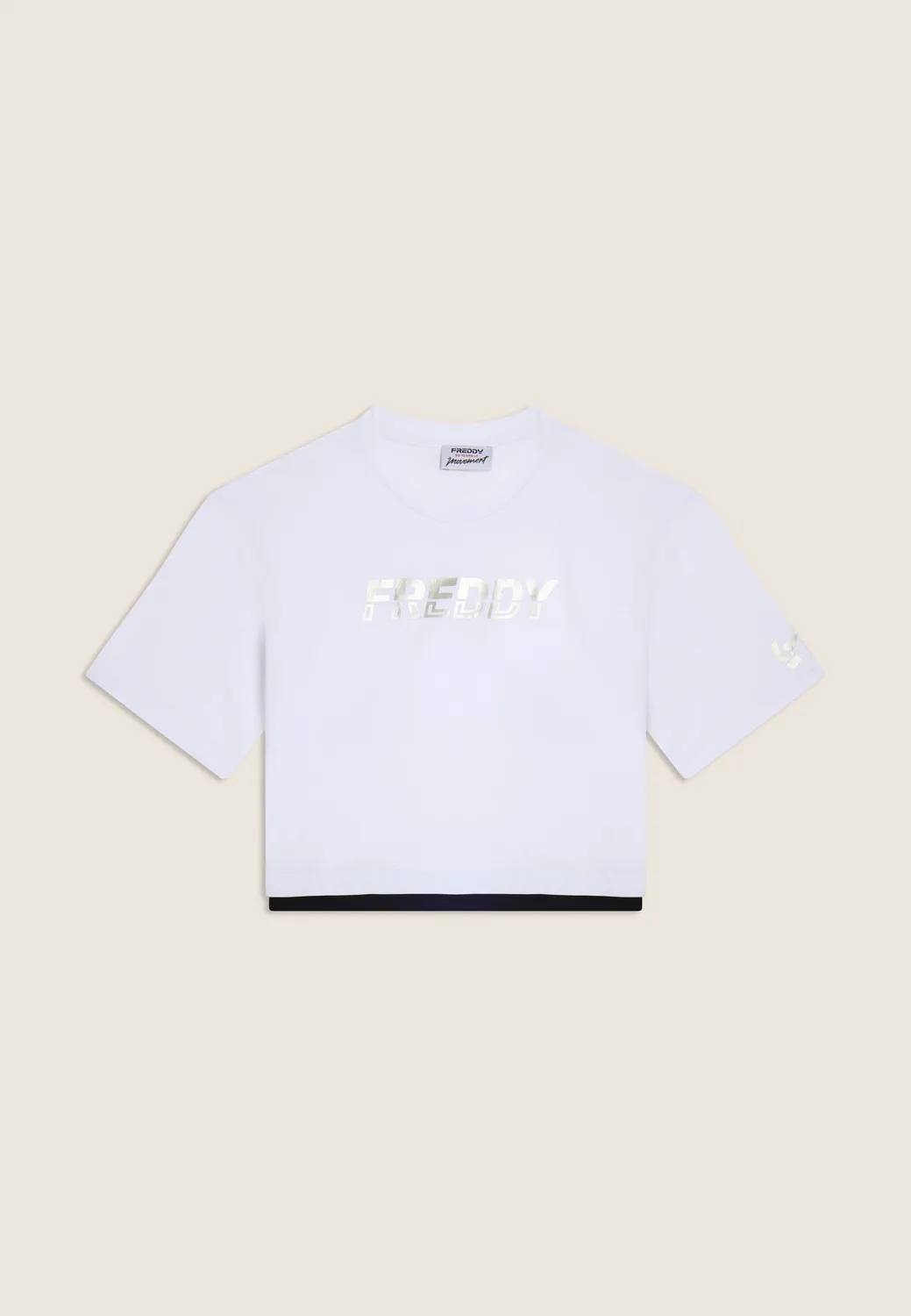Freddy Cropped T-Shirt Nero-Bianco Kontrast hoher Bund