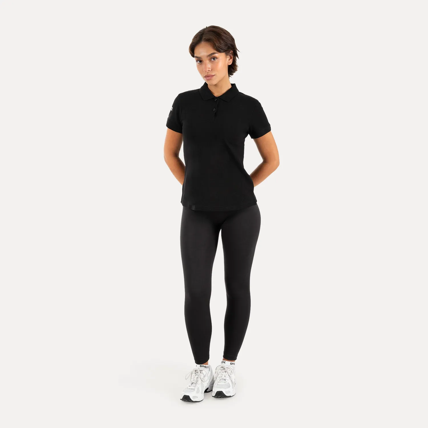 Smilodox Lunara Soreya Basic Poloshirt Schwarz Baumwolle