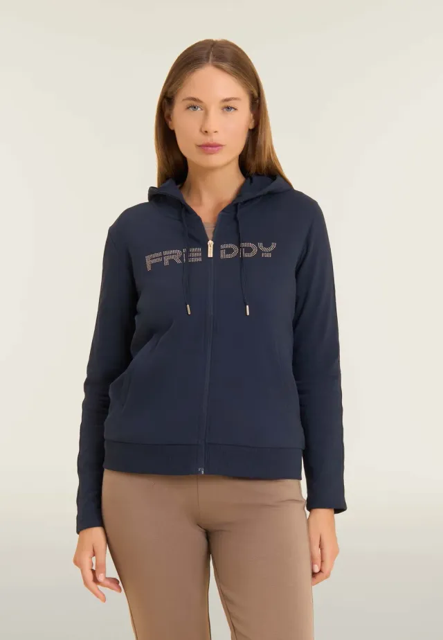 Freddy Zip Hoodie Damen Kapuze Logoband Dark Sapphire