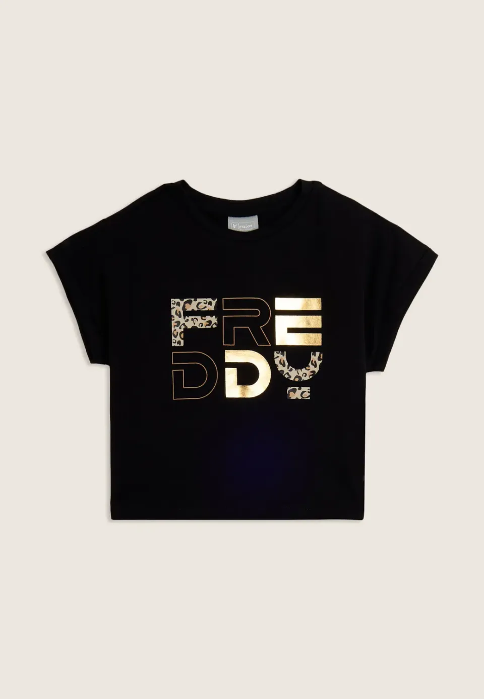 Freddy Junior T-Shirt Schwarz Animalier-Logo Flatterärmel