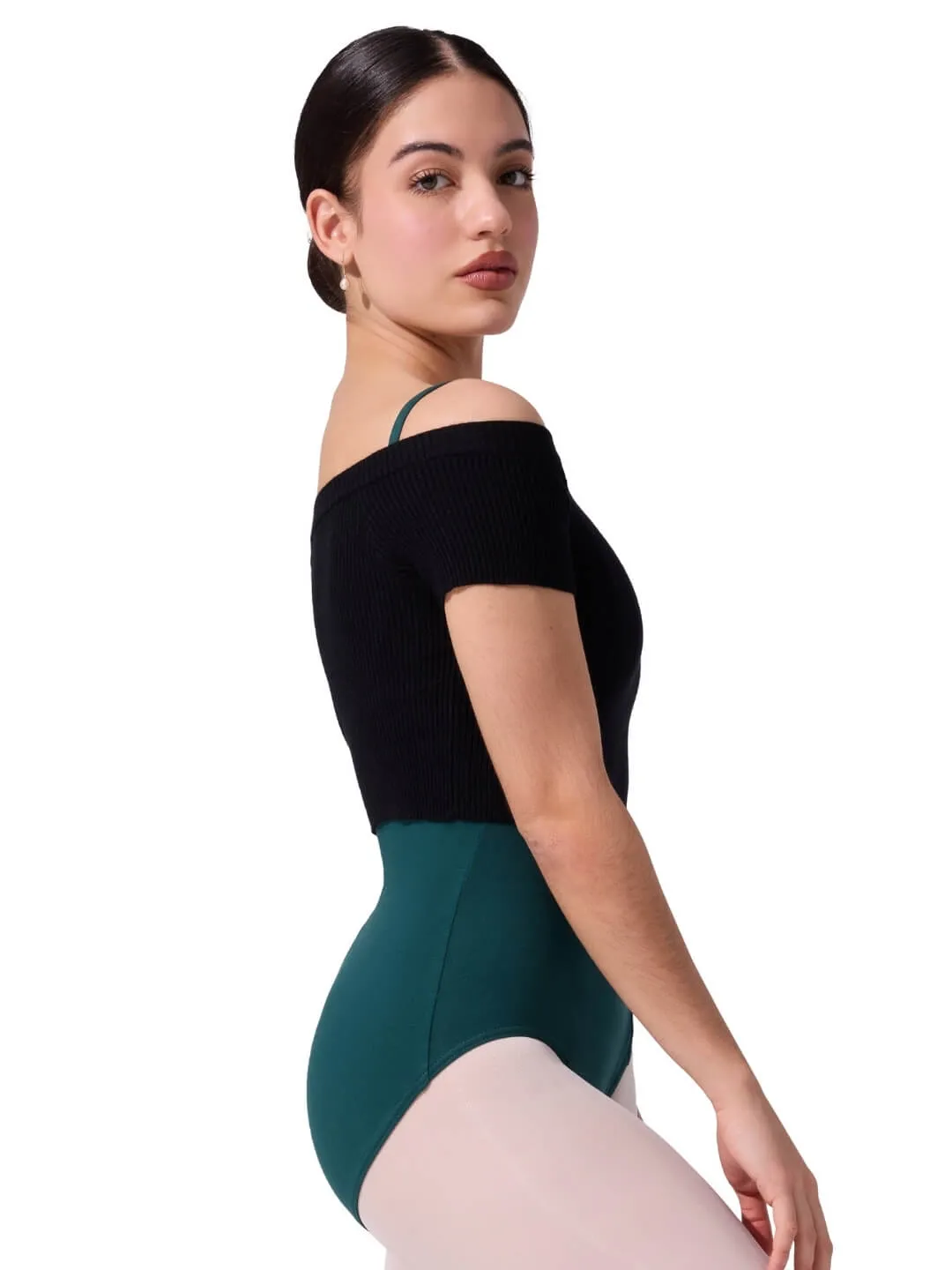 Capezio 11383W Cropped Pullover Schwarz schulterfrei