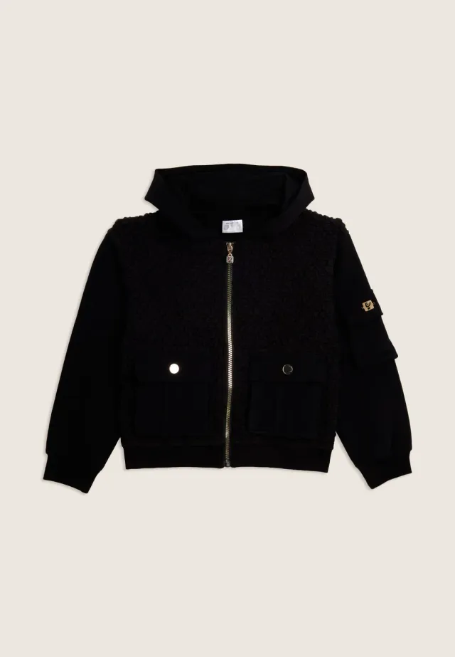 Freddy Junior Teddy Hoodie Mädchen Reißverschluss Schwarz