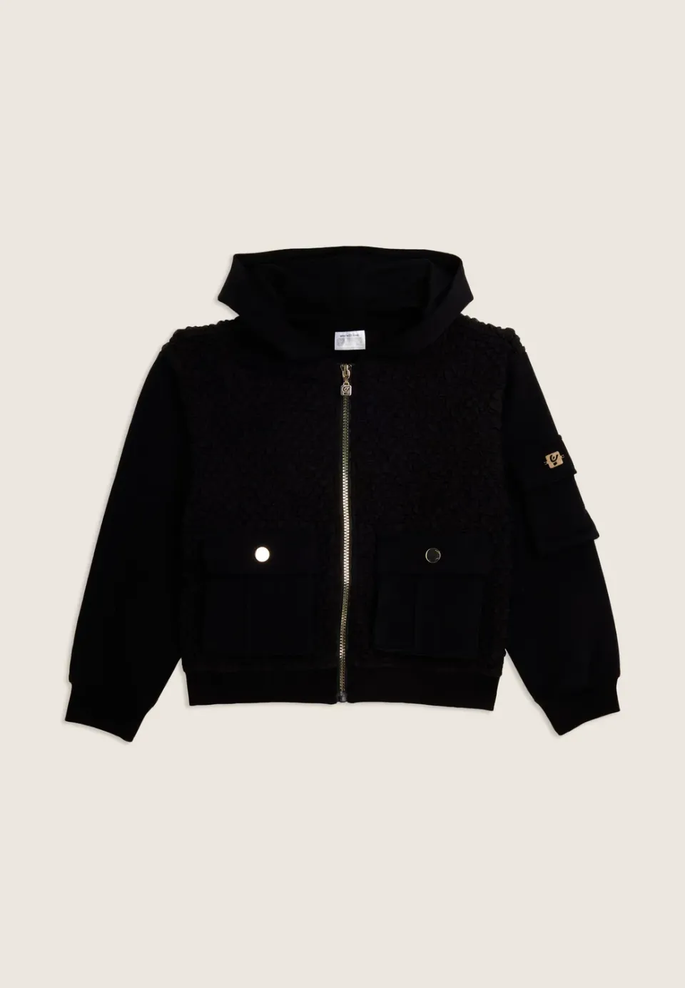 Freddy Junior Teddy Hoodie Mädchen Reißverschluss Schwarz