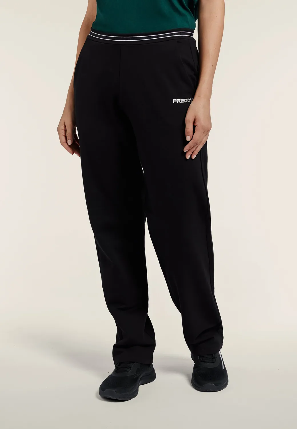 Freddy Sporthose Damen Navy Gerades Bein Logobund