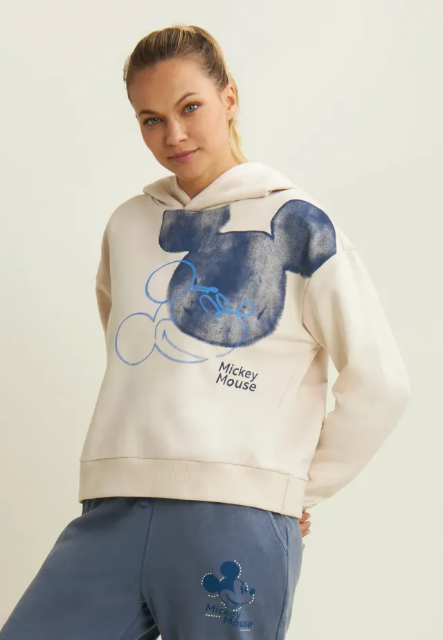 Freddy Mickey Mouse Hoodie Damen grau Acid Wash