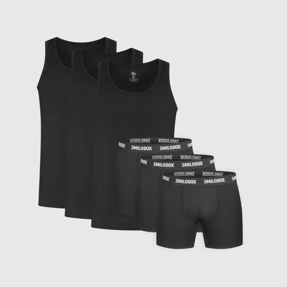 Smilodox Carnos Modal Set Schwarz 3er Pack Unterwäsche