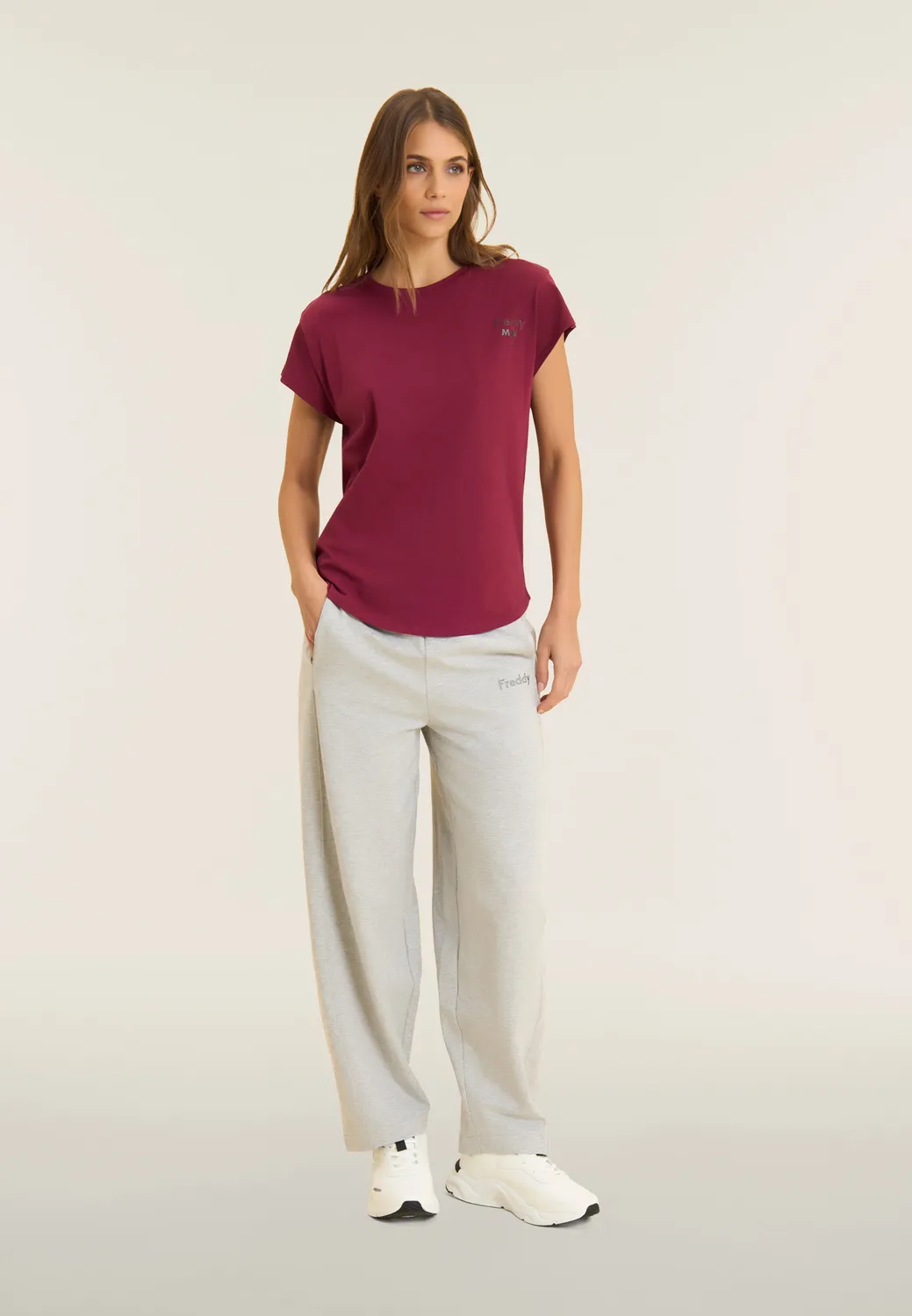 Freddy MOV Regular Fit T-Shirt Damen Schwarz Baumwolle