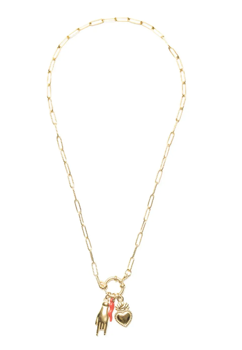 Freddy Kette Edelstahl gold Herz 45 cm Anhänger
