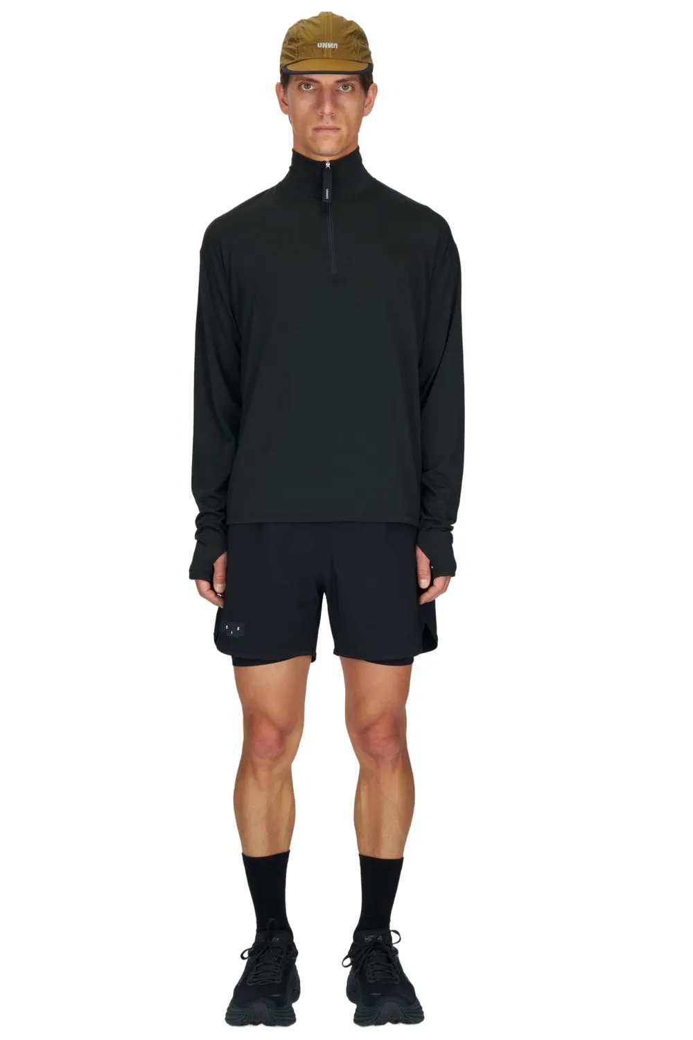 UNNA Zip Up Wool Layer Laufshirt schwarz mit Half-Zip
