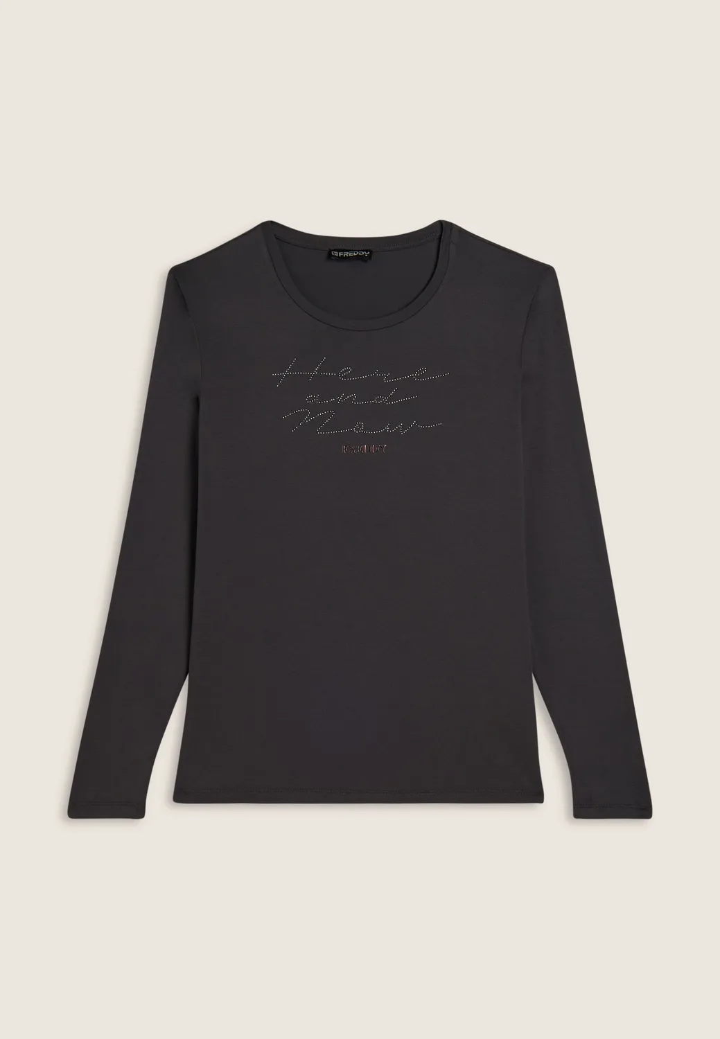 Freddy Here and Now Langarmshirt Nero Strass