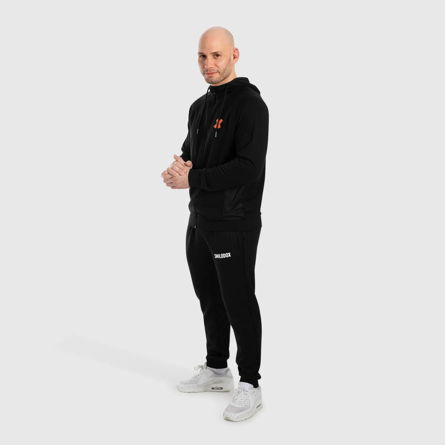 Smilodox Sommer Zip Hoodie Herren Schwarz Slim Fit