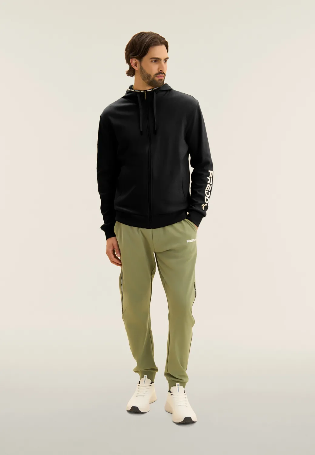 Freddy Kapuzenjacke Full-Zip schwarz Baumwolle Interlock